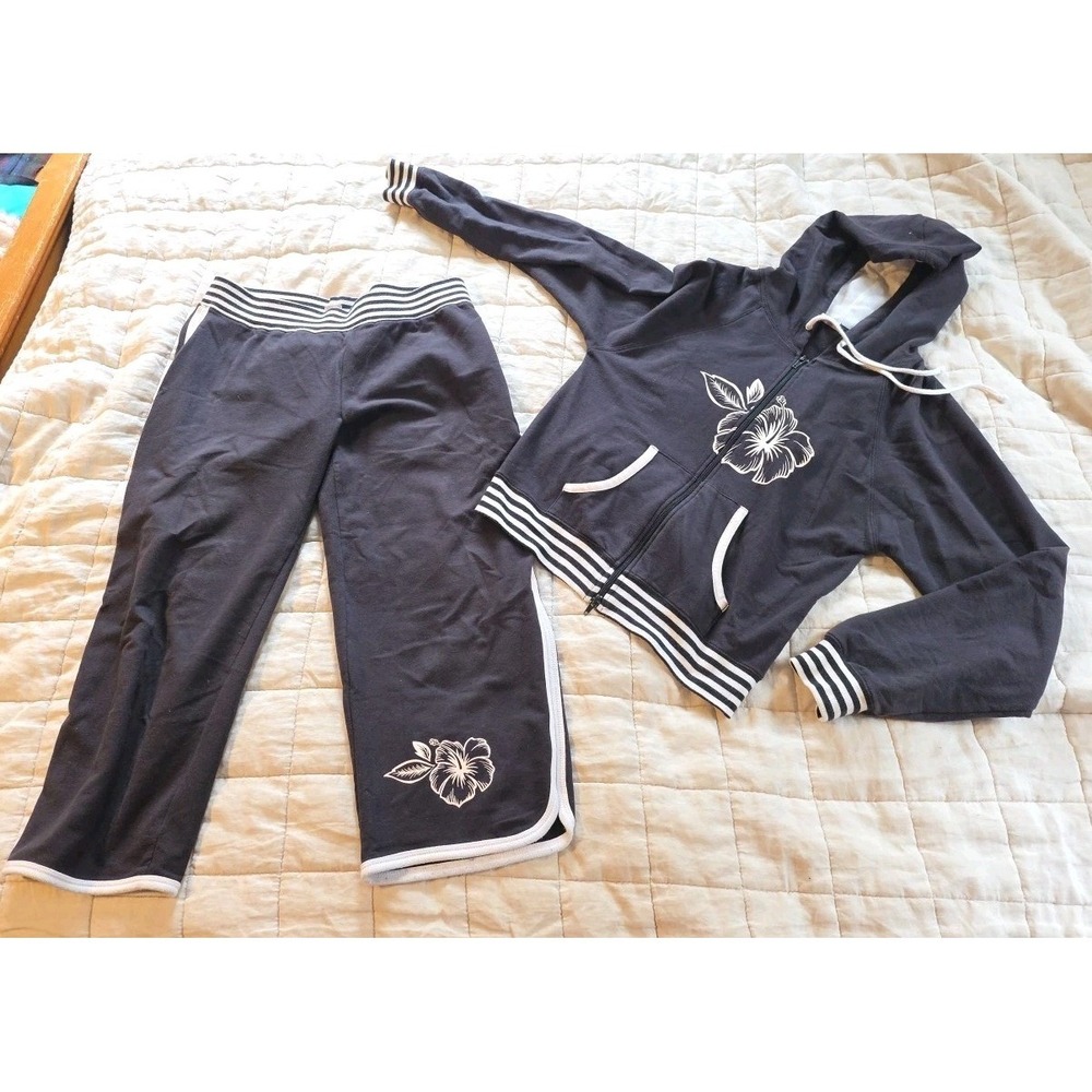 3rd Coast Vintage Womens‎ Y2K Black Sweat Suit Size Medium Cropped Pants